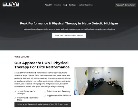 Elev8 Therapy and Performance website preview